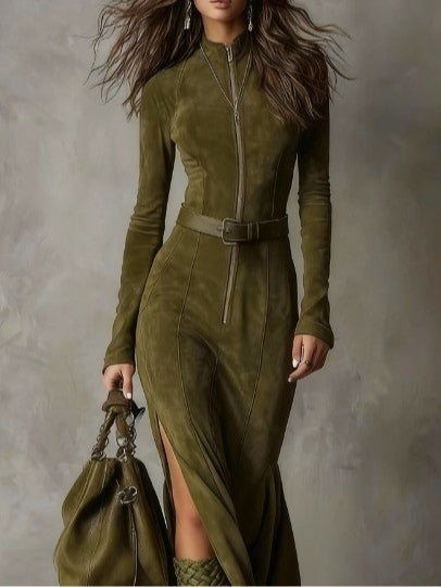 Elora™ | Abito lungo scamosciato Alessia